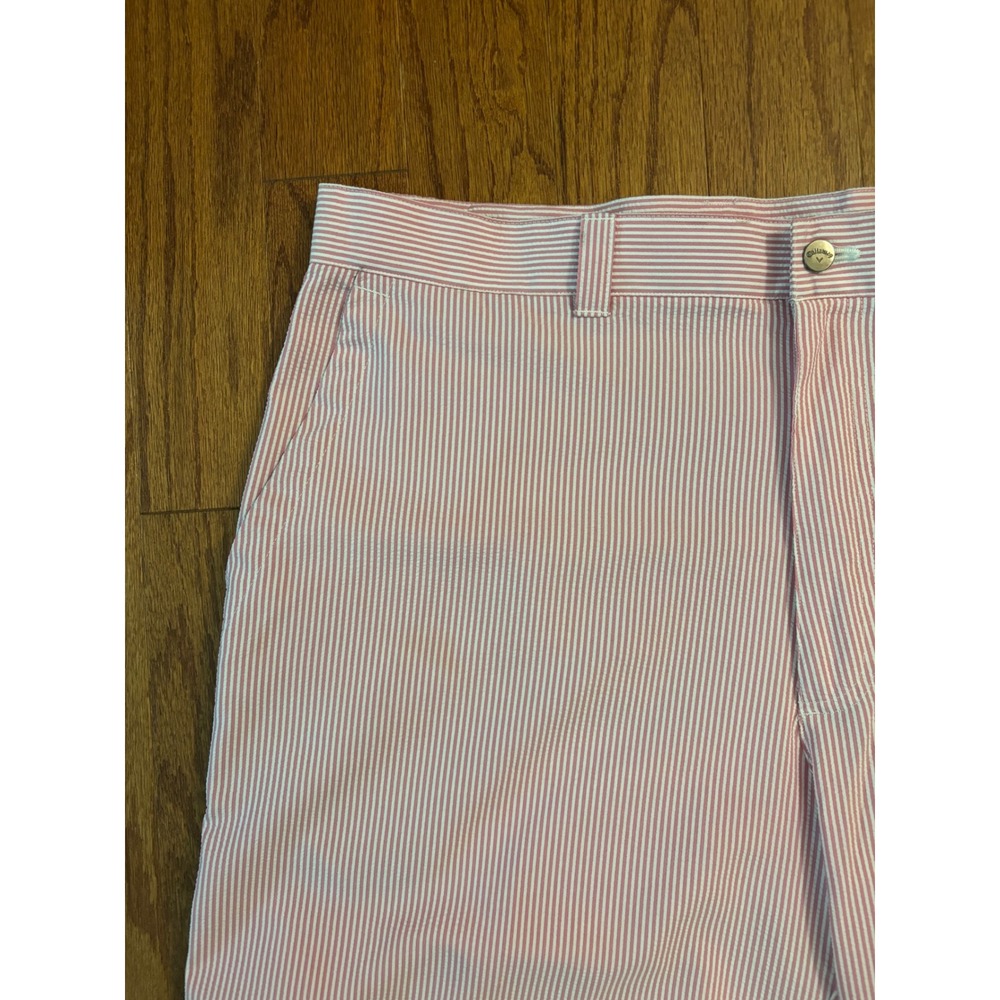Callaway Pink and White Striped Sear Sucker Shorts Size 38 - Picture 2 of 11